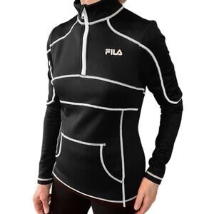 FILA Sport EUC running 1/4 zip pullover long sleeve Medium black white